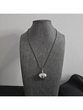 Vintage Sterling Silver Heart Perfume Bottle Pendant Necklace 925 Ball Chain